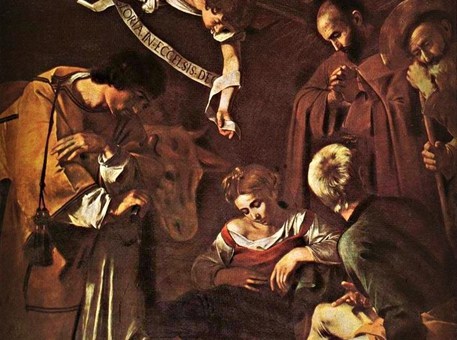 Copia del “Caravaggio rubato” |esposta nel foyer del teatro Bellini