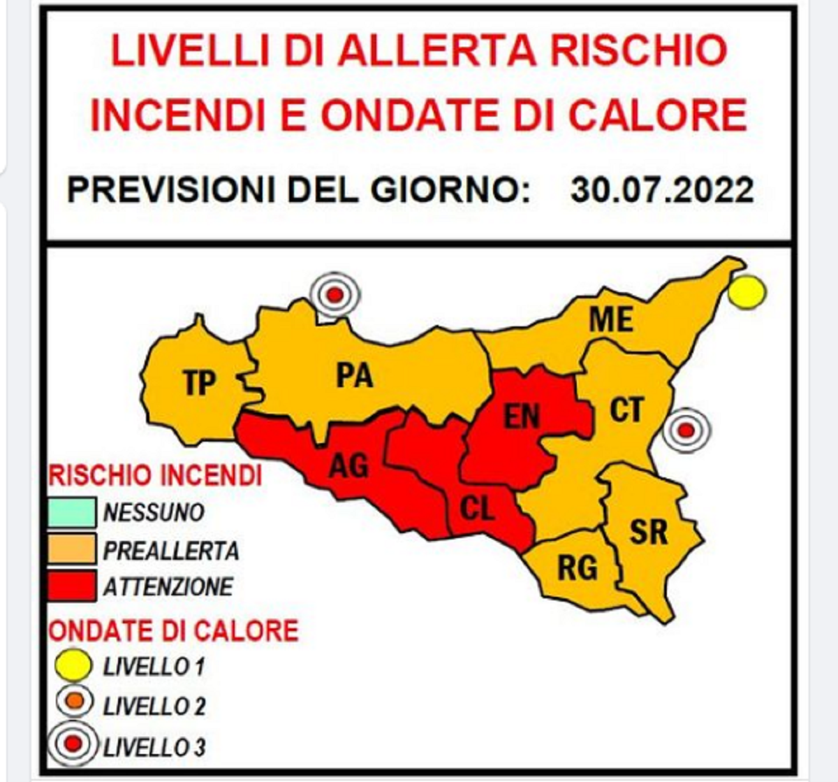 Sicilia Allerta Meteo La Mappa Delle Ondate Di Calore