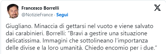 borrelli carabinieri salvano uomo sul cornicione del palazzo comunale