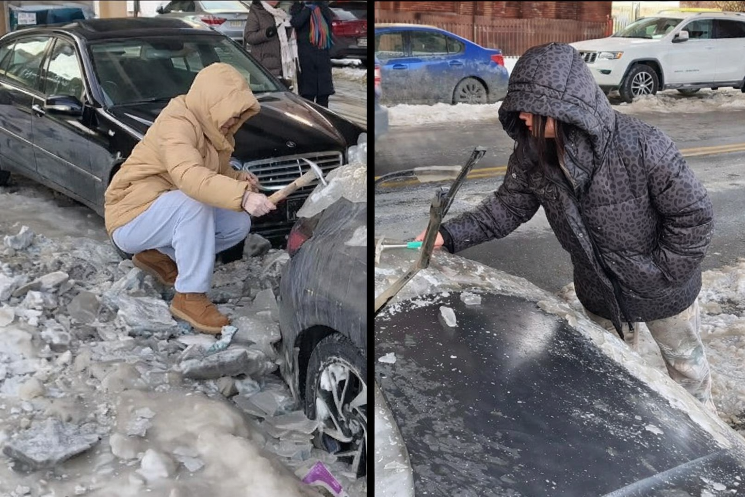 Auto intrappolata nel ghiaccio