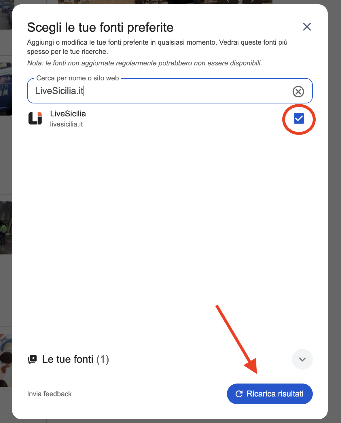 Fonti preferite Google